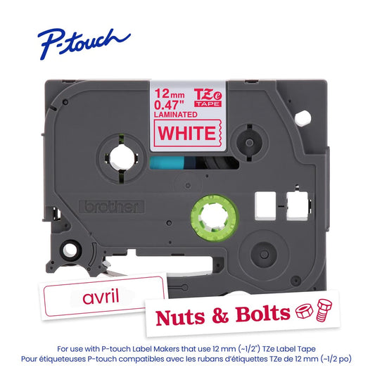 BROTHER P-TOUCH TAPE TZE232G RED/WHITE 12MM