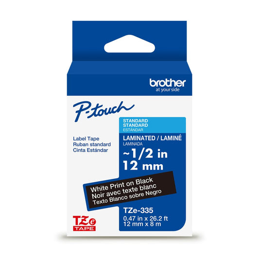 BROTHER P-TOUCH TAPE TZE335G WHITE/BLACK 12MM