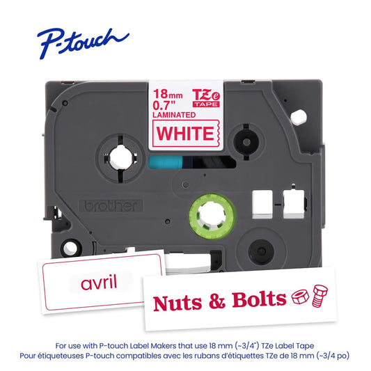 BROTHER P-TOUCH TAPE TZE242 RED/WHITE 18MM