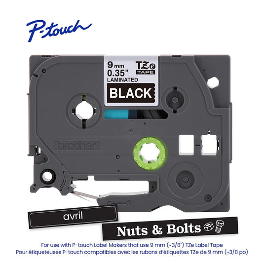 BROTHER P-TOUCH TAPE TZE325 WHITE/BLACK 9MM