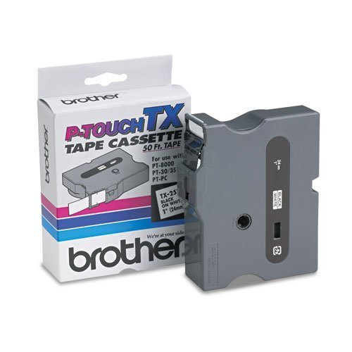 BROTHER P-TOUCH TAPE TX2511 LAMINATED BLACK/WHITE 24MM