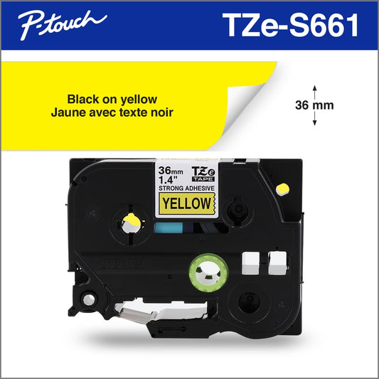 BROTHER P-TOUCH TAPE TZES661BLACK/YELLOW 36MM X8MM