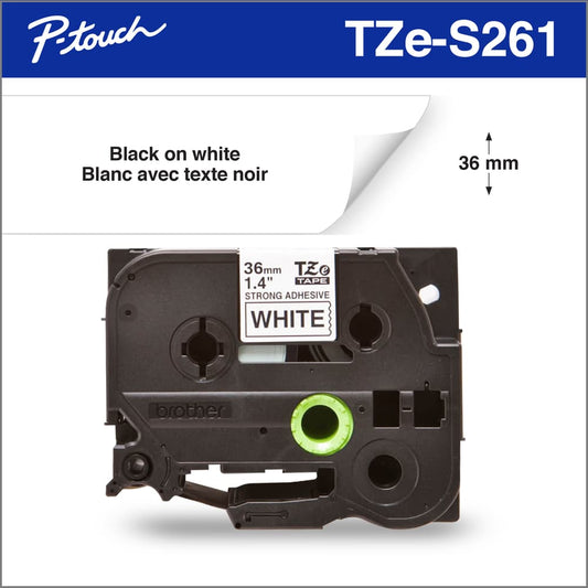 BROTHER P-TOUCH TAPE TZES261 BLACK/WHITE 36MM 8MM
