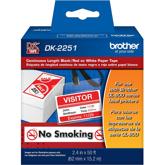 BROTHER DK2251 BLACK/RED ON WHITE CONTINUOUS 62MM X 15,2MM1