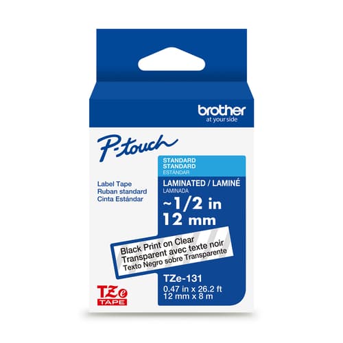 BROTHER P-TOUCH TAPE TZE131G BLACK/CLEAR 12MM