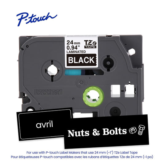 BROTHER P-TOUCH TAPE TZE355G WHITE/BLACK 24MM