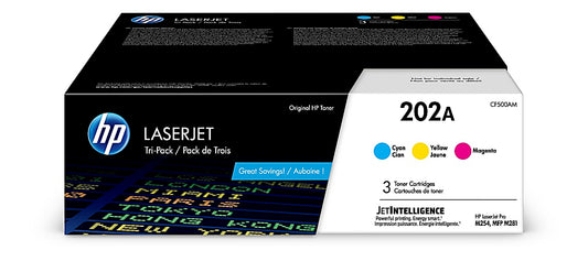 HP 202A CF501A Original Cyan/Magenta/Yellow Toner Cartridge (CF500AM)