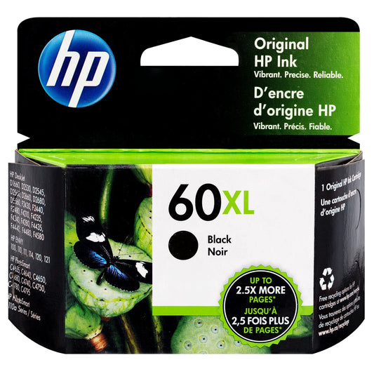 HP 60XL Original Black Ink Cartridge (CC641WC) High Yield