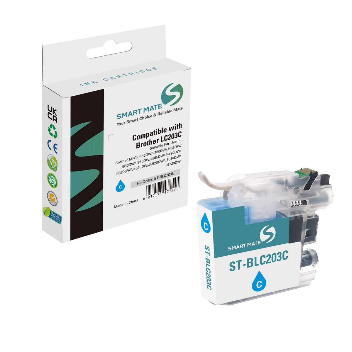 Smart Mate Compatible Brother LC203 Cyan Ink Cartridge