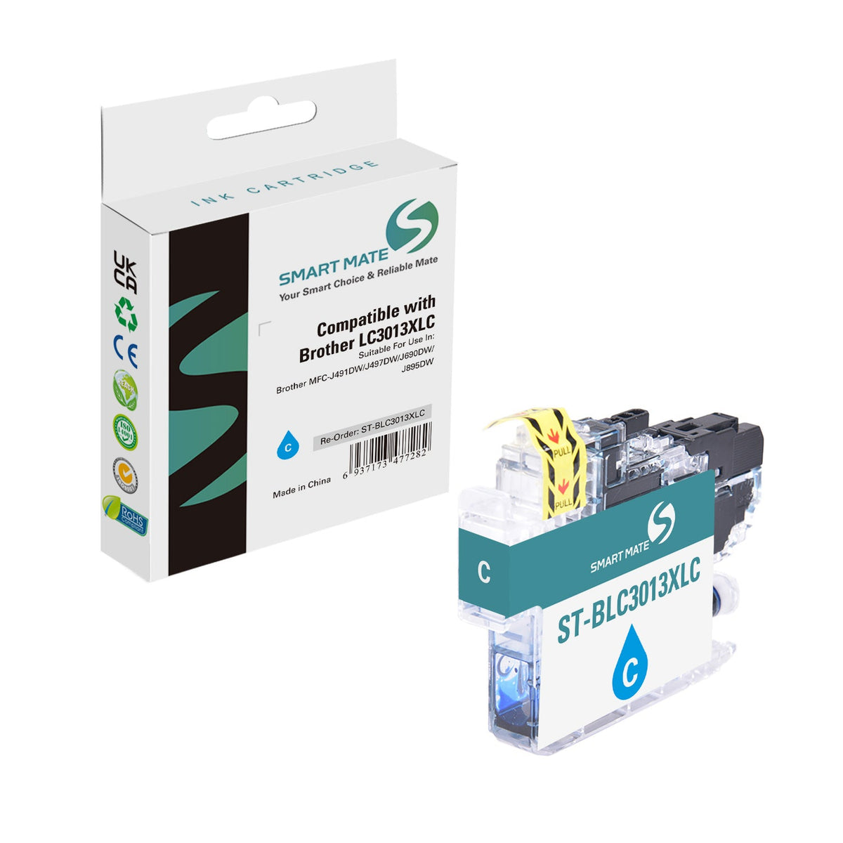 Smart Mate Compatible Brother LC3013XL Cyan Ink Cartridge High Yield