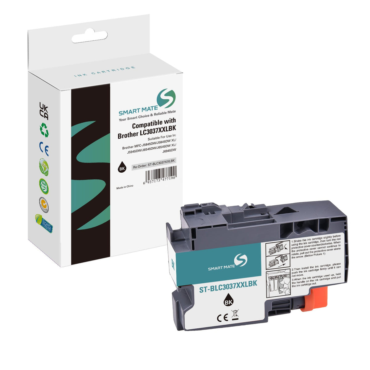 Smart Mate Compatible Brother LC3037XXL Black Ink Cartridge Extra High Yield