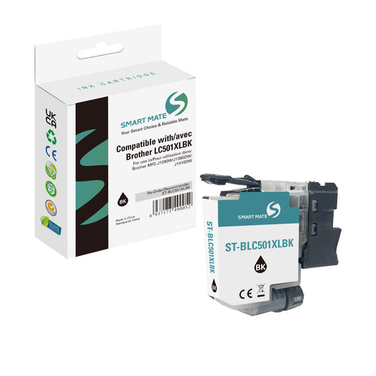 Cartouche d'encre noire haut rendement Smart Mate compatible Brother LC501XL