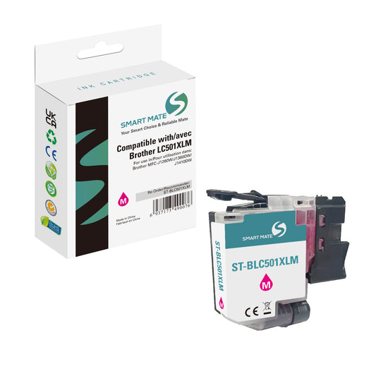 Cartouche d'encre magenta haut rendement Smart Mate compatible Brother LC501XL