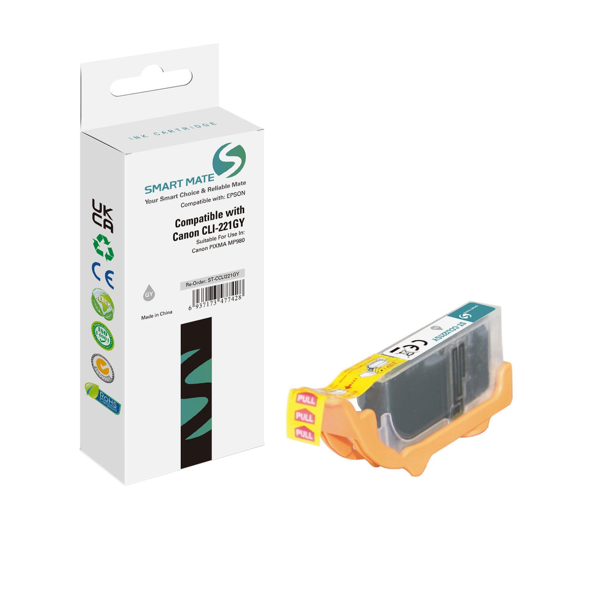 Smart Mate Compatible Canon CLI221 Gray Ink Cartridge (2950B001)