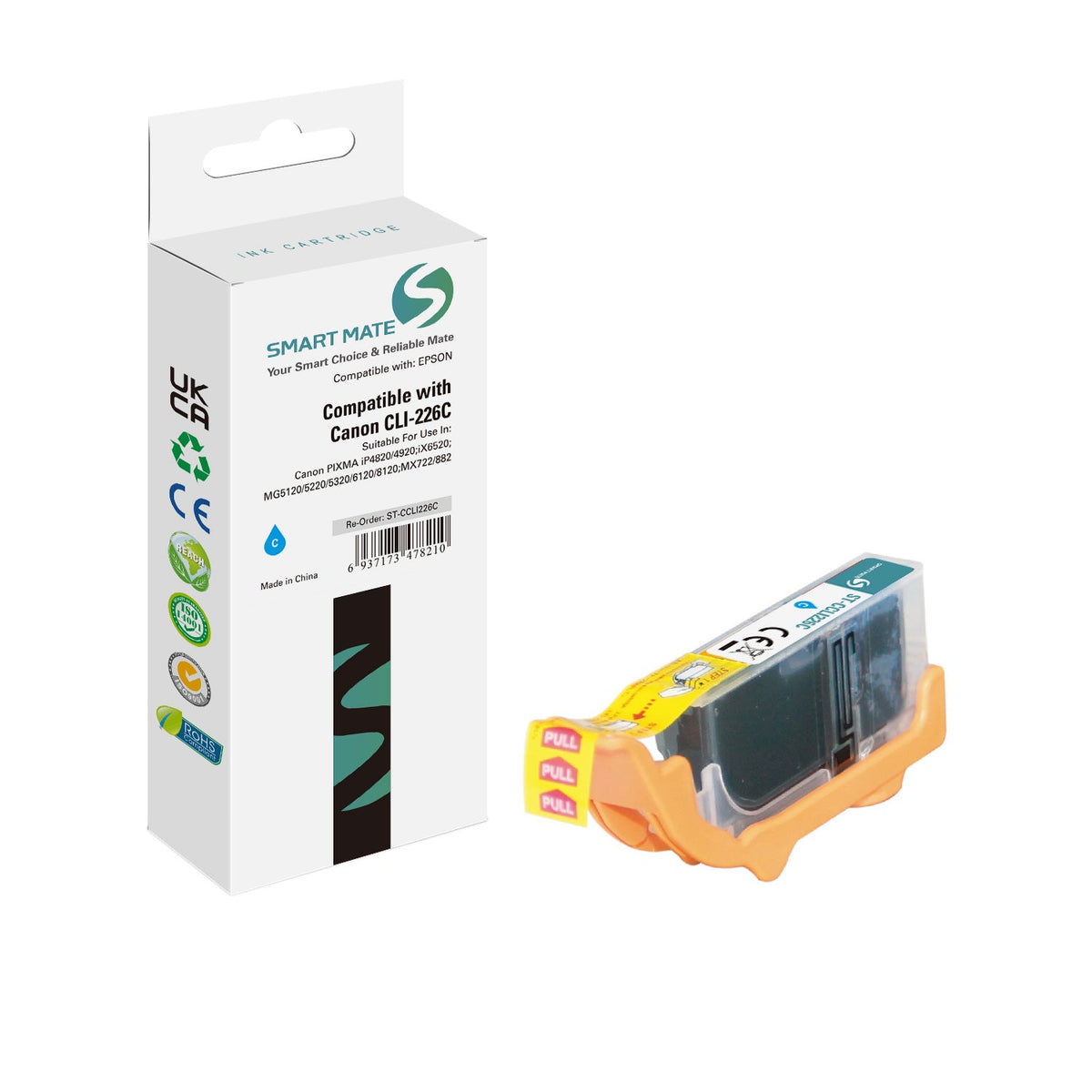 Smart Mate Compatible Canon CLI226 Cyan Ink Cartridge (4547B001)