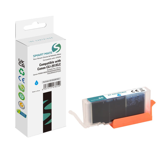 Smart Mate Compatible Canon CLI251XL Cyan Ink Cartridge High Yield (6449B001)