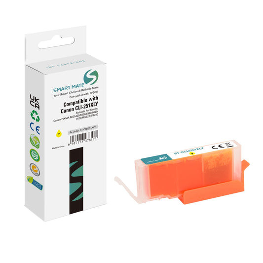 Smart Mate Compatible Canon CLI251XL Yellow Ink Cartridge High Yield (6451B001)