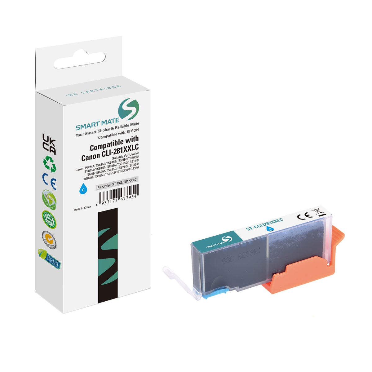 Smart Mate Compatible Canon CLI281XXL Cyan Ink Cartridge Extra High Yield (1980C001)