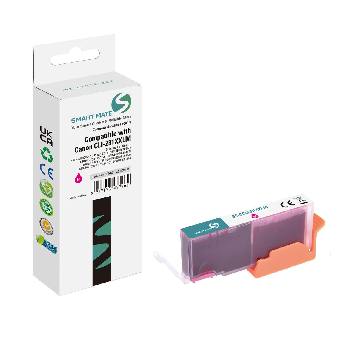Smart Mate Compatible Canon CLI281XXL Magenta Ink Cartridge Extra High Yield (1981C001)