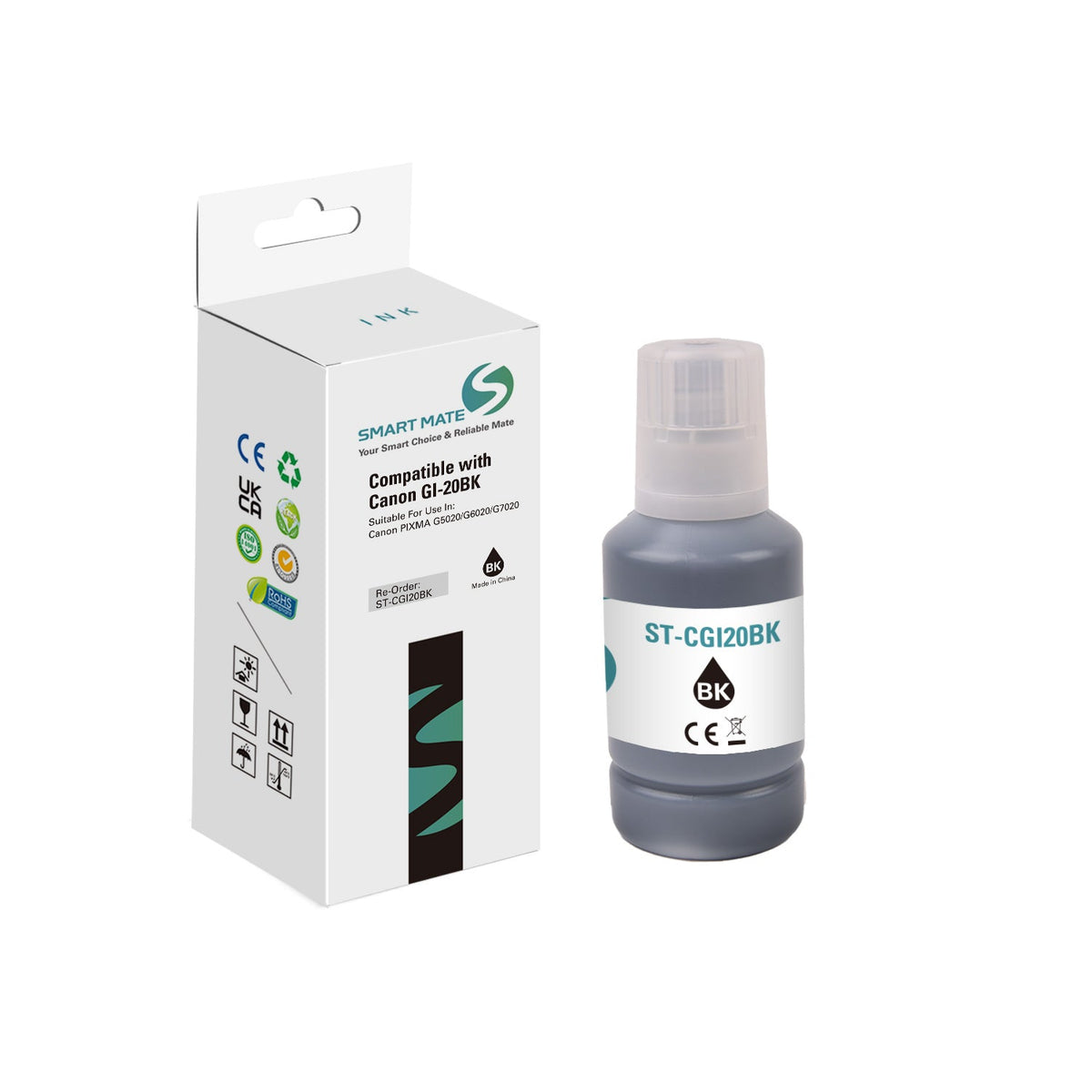 Smart Mate Compatible Canon GI20 Black Ink Cartridge (3383C001)