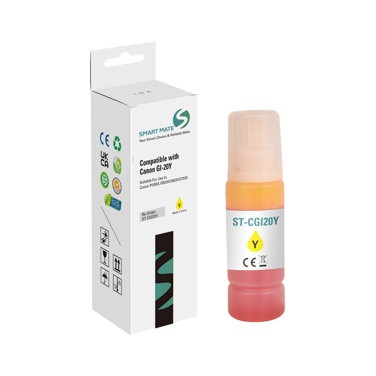 Smart Mate Compatible Canon GI20 Yellow Ink Cartridge (3396C001)