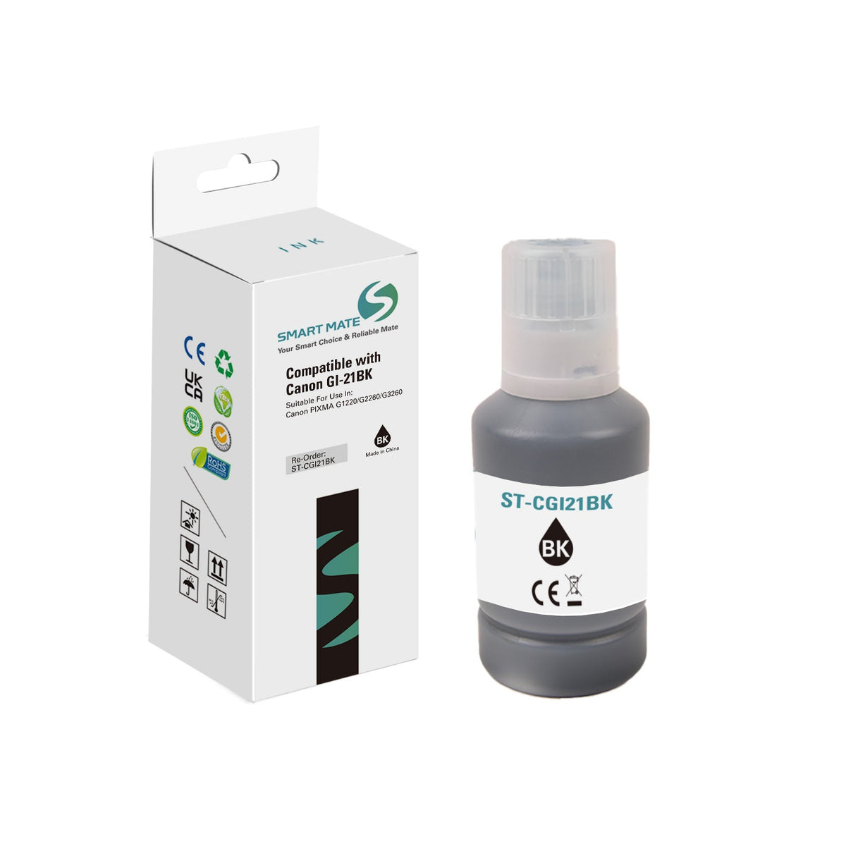 Smart Mate Compatible Canon GI21 Black Ink Cartridge (4526C001)