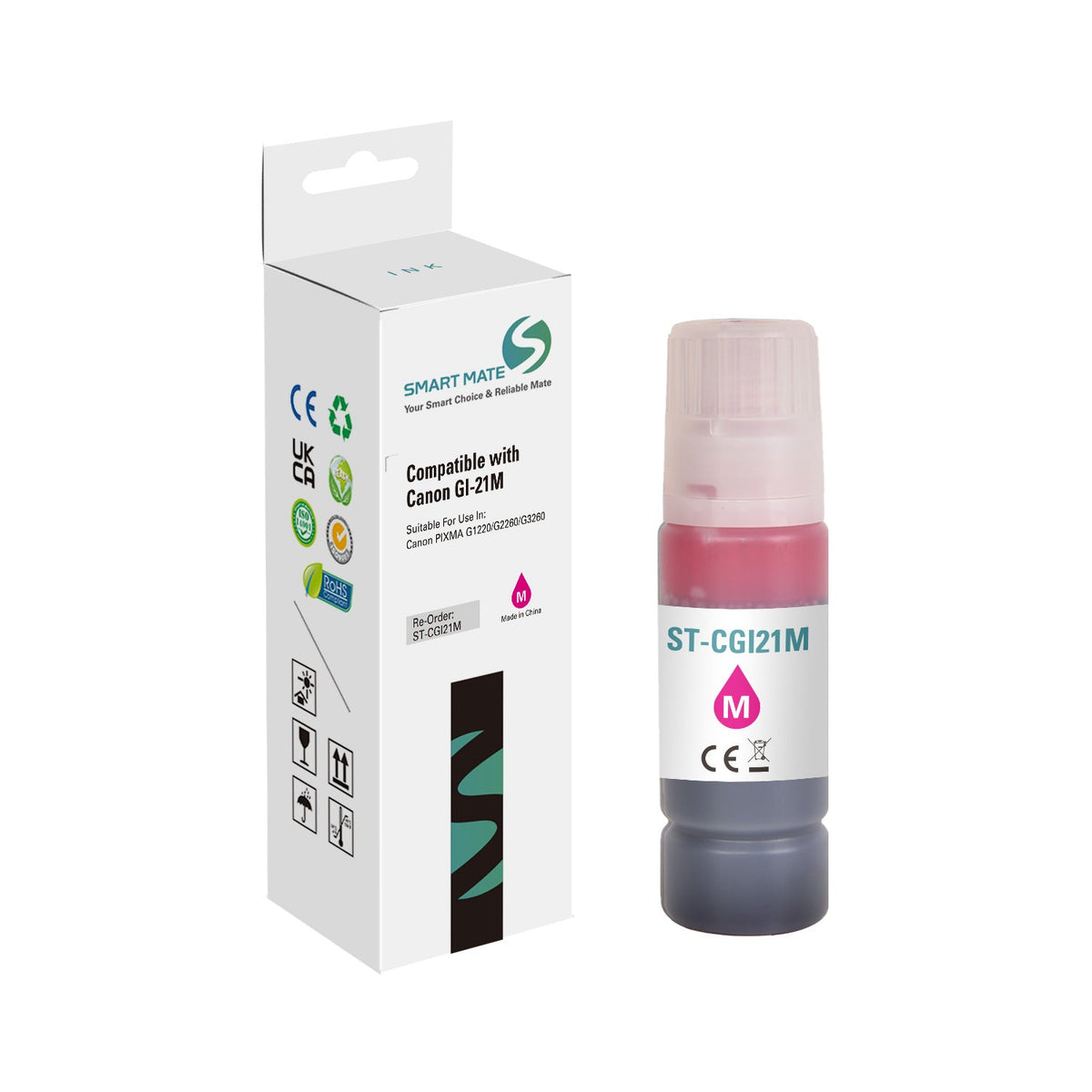 Smart Mate Compatible Canon GI21 Magenta Ink Cartridge (4538C001)