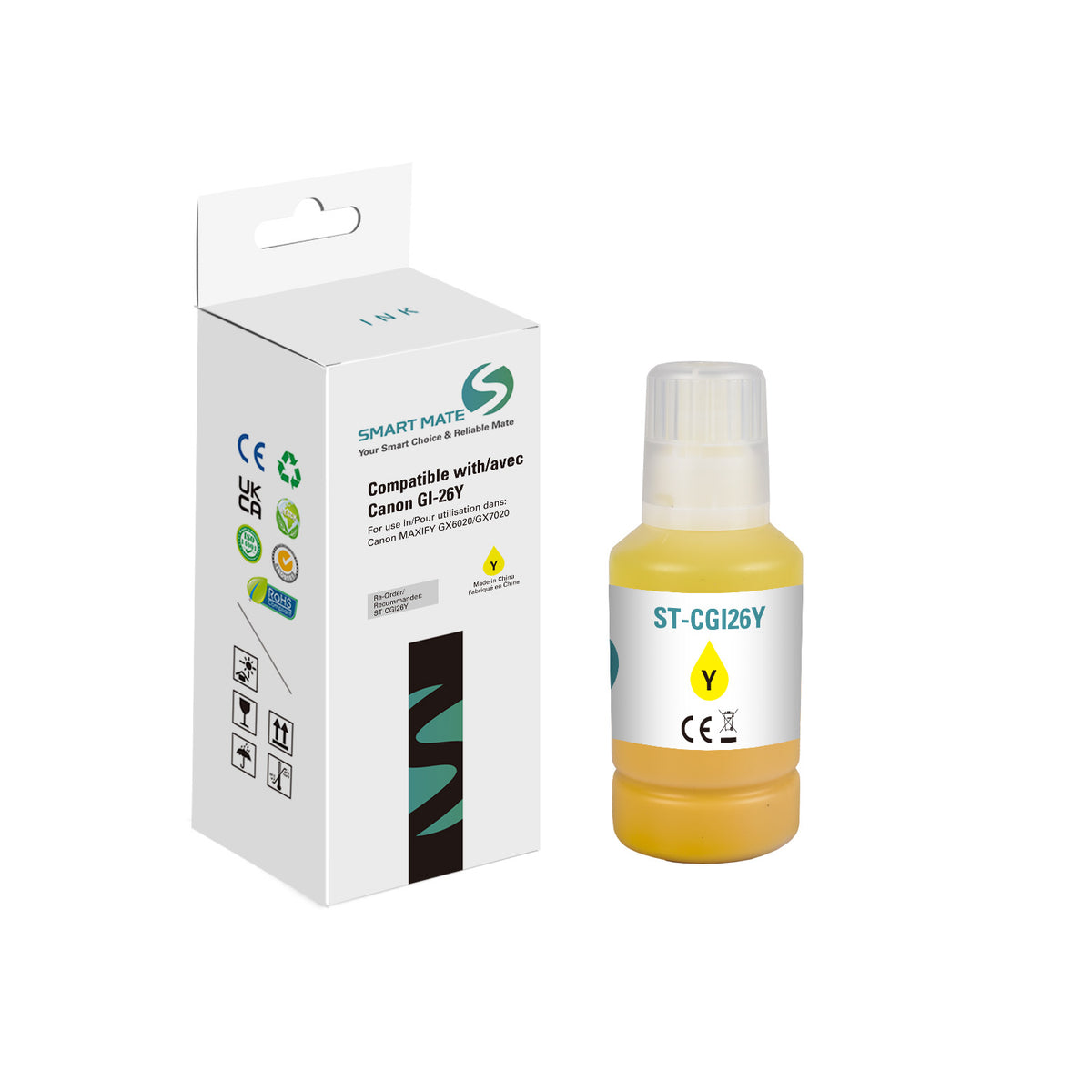 Smart Mate Compatible Canon GI26 Yellow Ink Cartridge (4423C001)