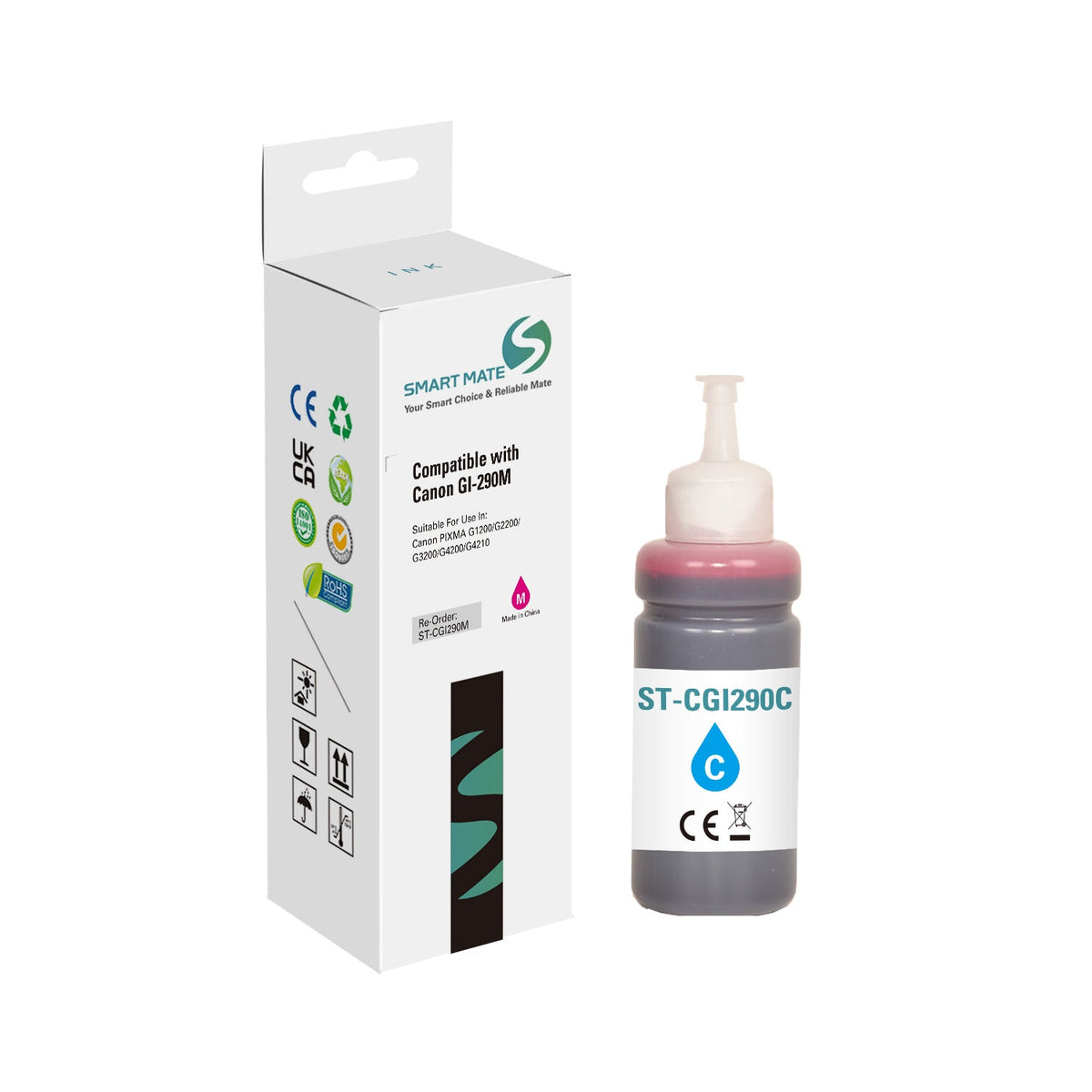 Smart Mate Compatible Canon GI290 Magenta Ink Cartridge (1597C001)