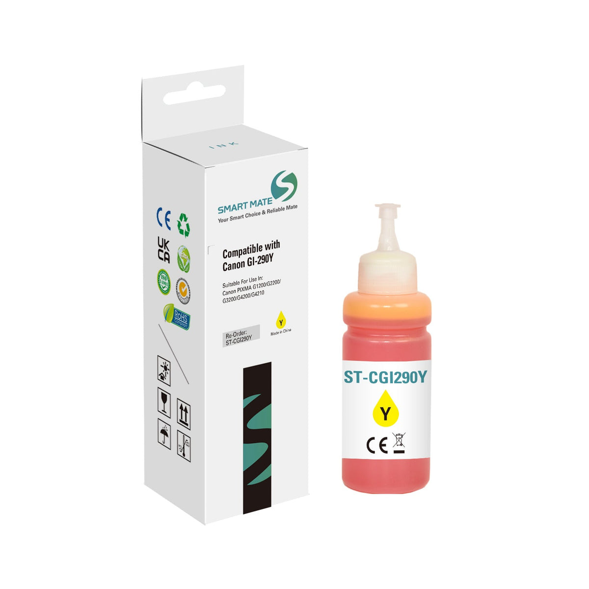 Smart Mate Compatible Canon GI290 Yellow Ink Cartridge (1598C001)