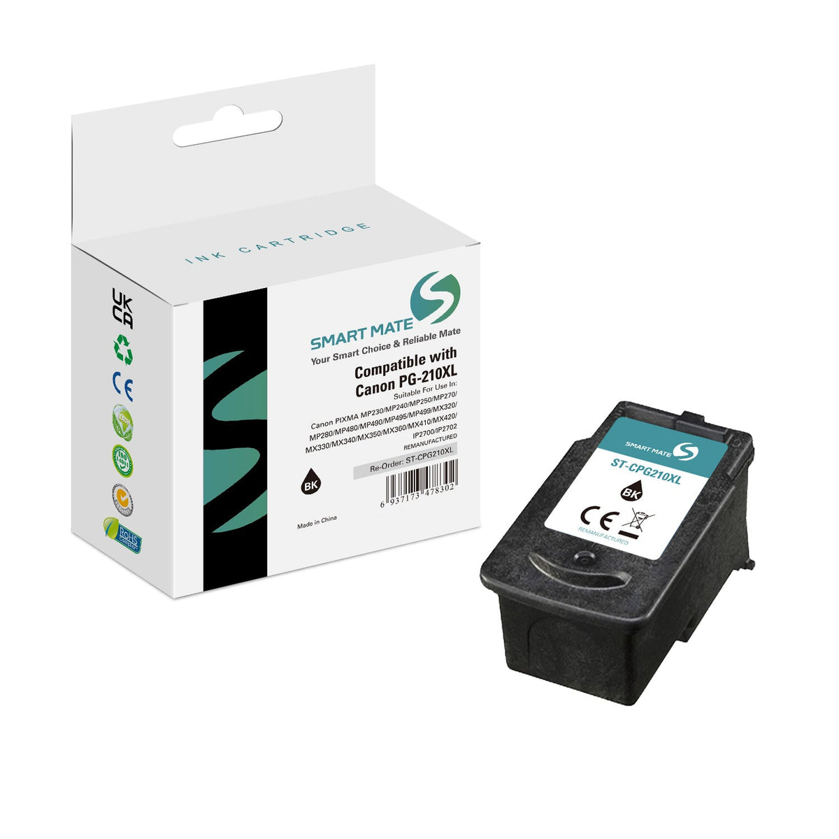 Smart Mate Compatible Canon PG210XL Black Ink Cartridge High Yield (2973B001)