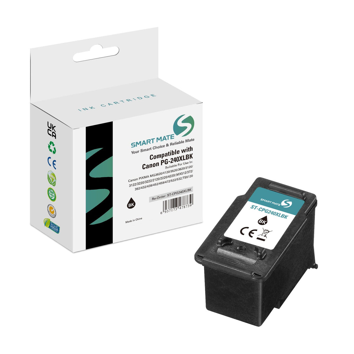 Smart Mate Compatible Canon PG240XL Black Ink Cartridge High Yield (5206B001)