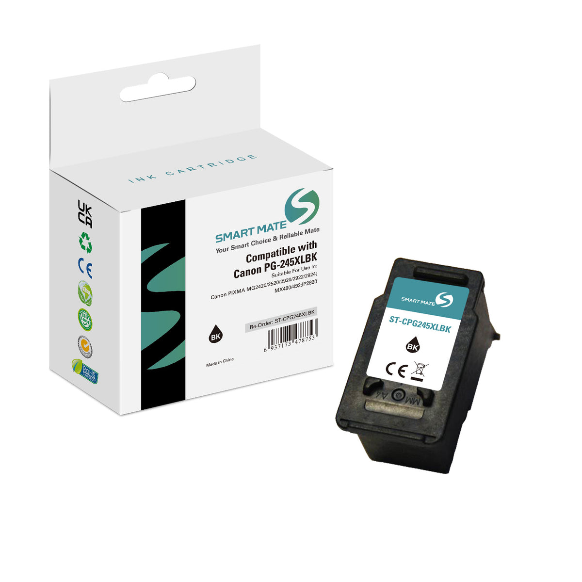 Smart Mate Compatible Canon PG245XL Black Ink Cartridge High Yield (8278B001)