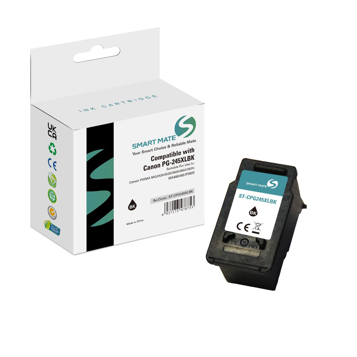 Smart Mate Compatible Canon PG245XL Black Ink Cartridge High Yield (8278B001)