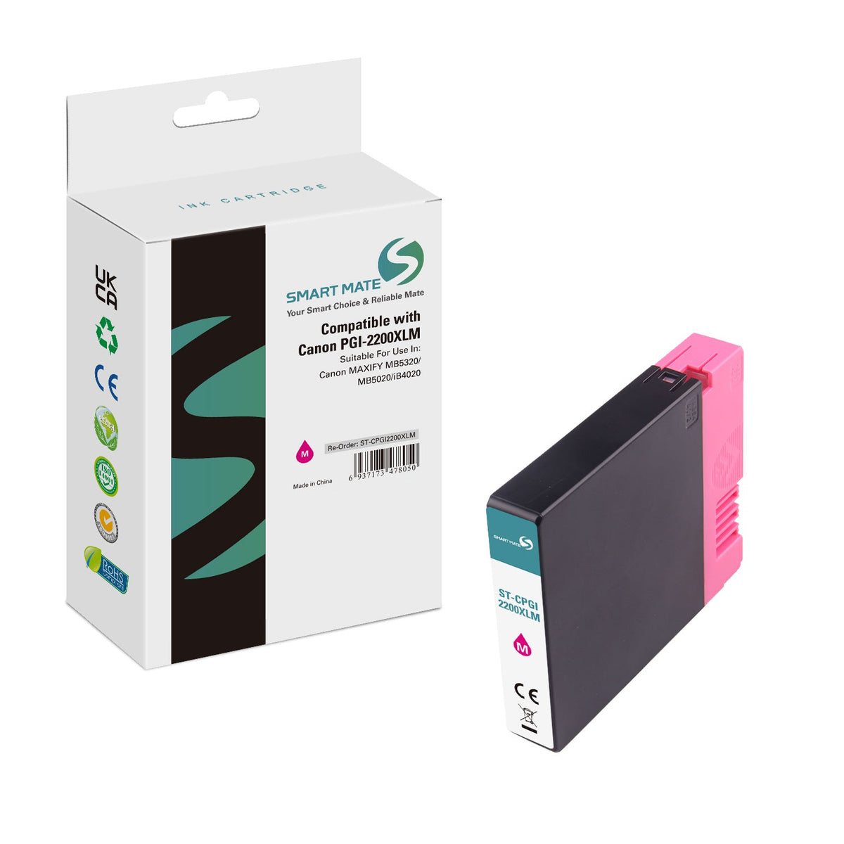 Smart Mate Compatible Canon PGI2200XL Magenta Ink Cartridge High Yield (9269B001)