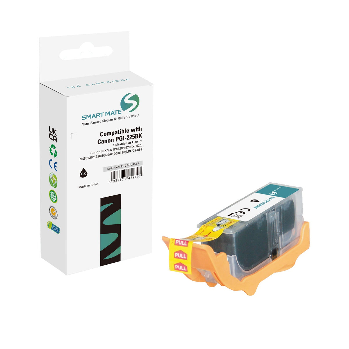 Smart Mate Compatible Canon PGI225 Black Ink Cartridge (4530B001)