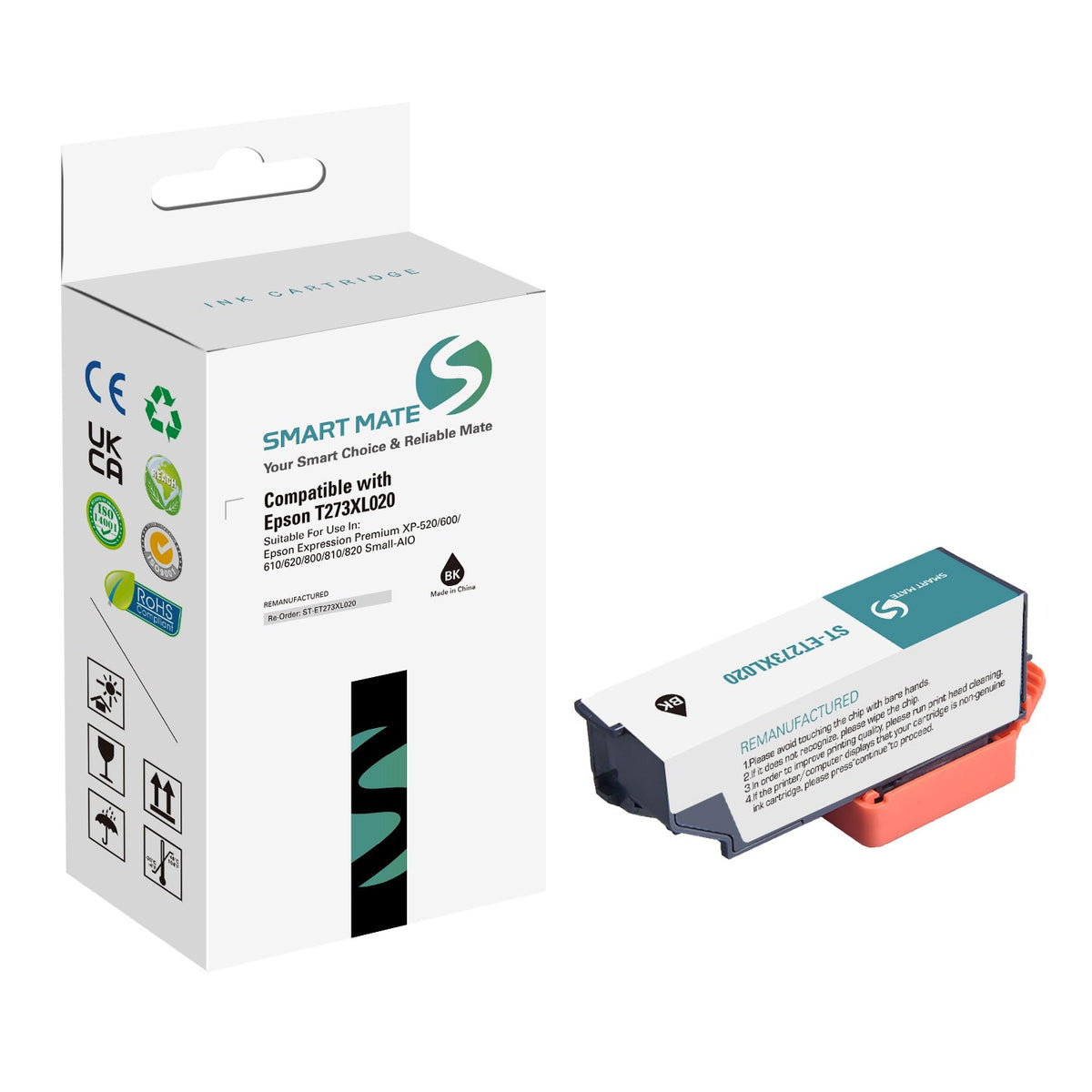 Smart Mate Compatible Epson T273XL Black Ink Cartridge High Yield (T273XL020-S)