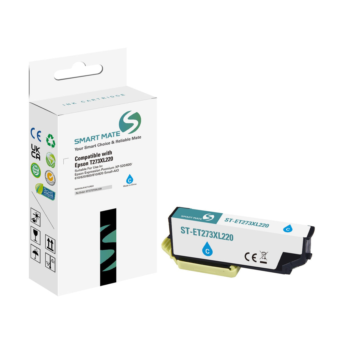 Smart Mate Compatible Epson T273XL Cyan Ink Cartridge High Yield (T273XL220-S)