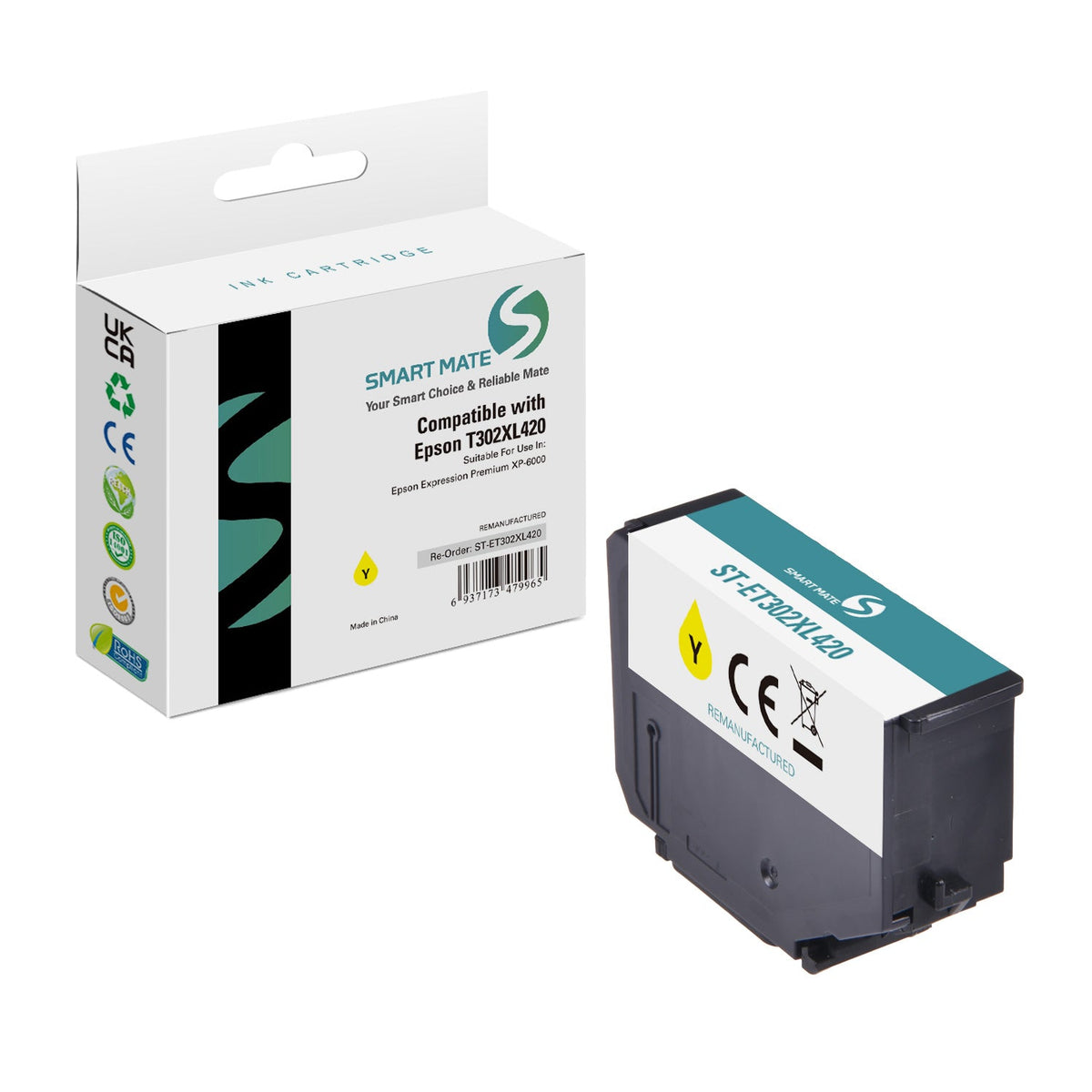Smart Mate Compatible Epson T302XL Yellow Ink Cartridge High Yield (T302XL420-S)