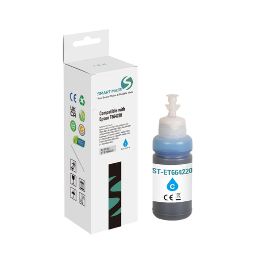 Smart Mate Compatible Epson T6642 Cyan Ink Cartridge (C13T66424A)