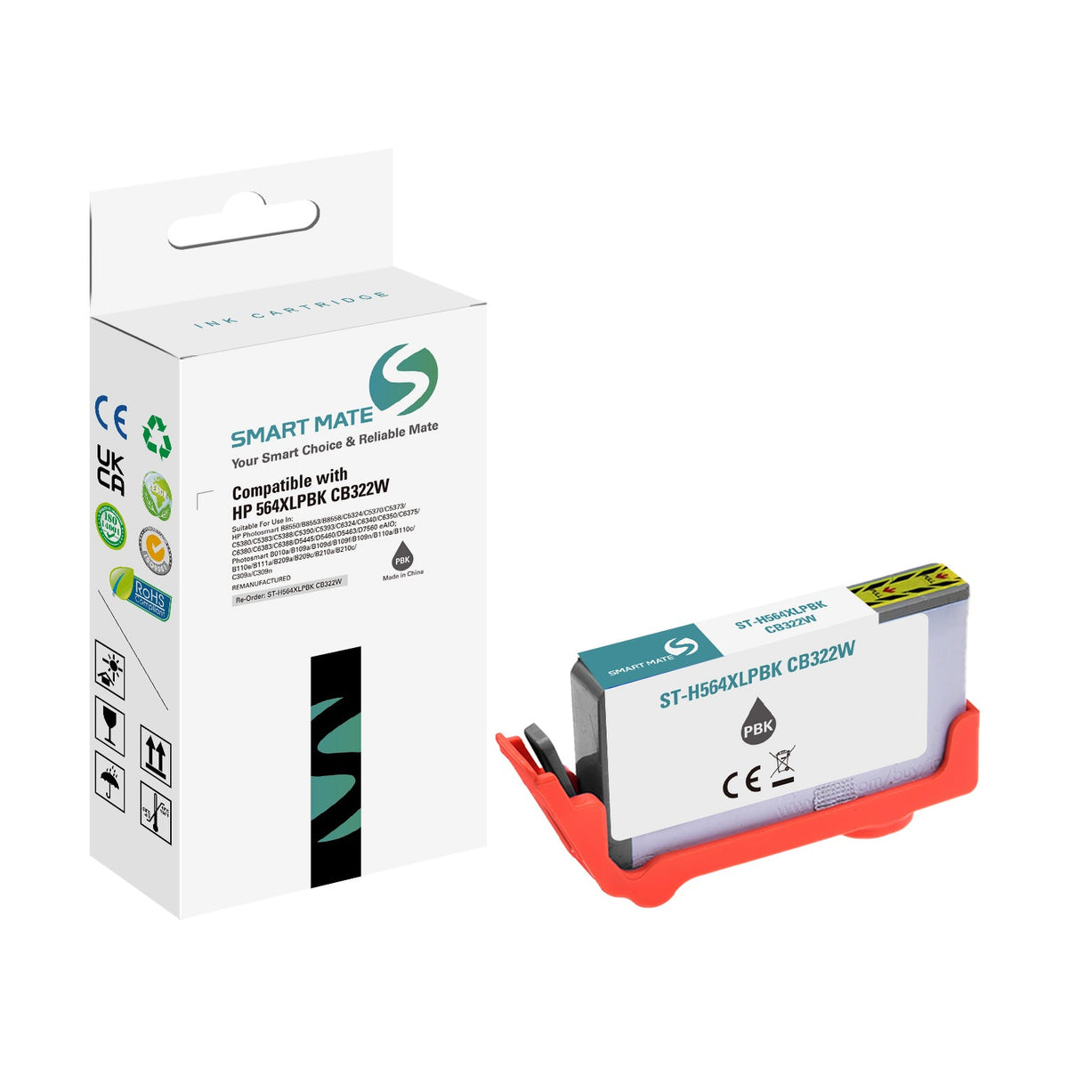 Smart Mate Compatible HP 564XL Black Ink Cartridge (CB322WN) High Yield