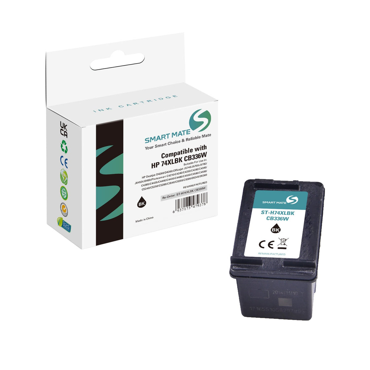 Smart Mate Compatible HP 74XL Black Ink Cartridge (CB336WN) High Yield