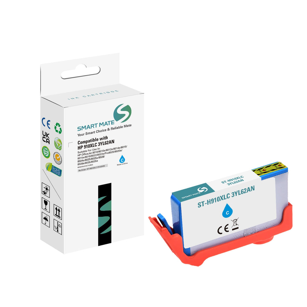 Smart Mate Compatible HP 910XL Cyan Ink Cartridge (3YL62AN) High Yield