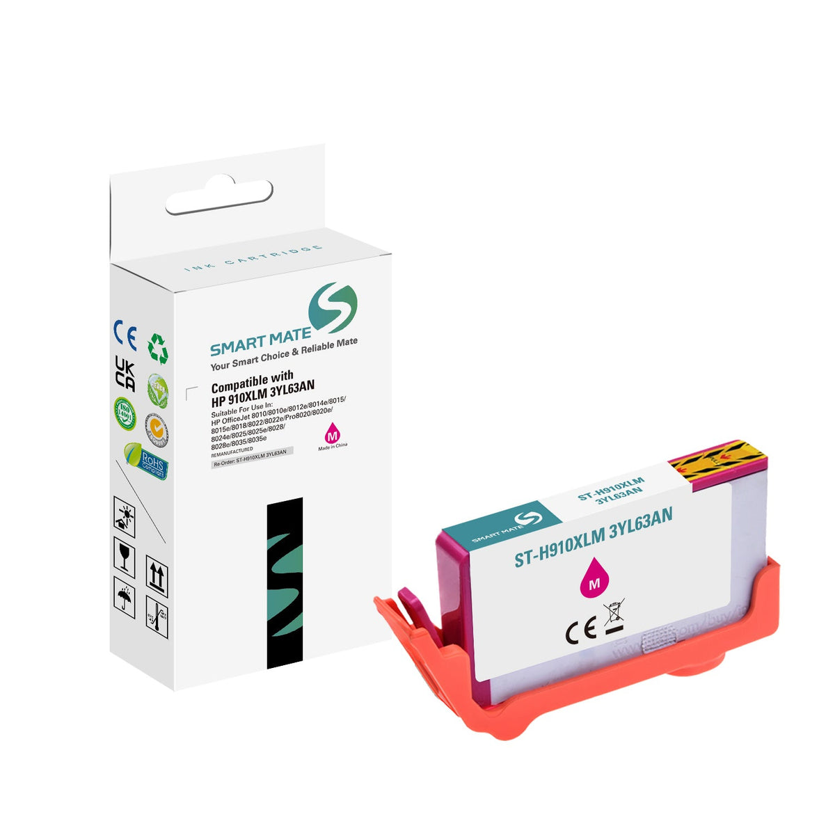 Smart Mate Compatible HP 910XL Magenta Ink Cartridge (3YL63AN) High Yield