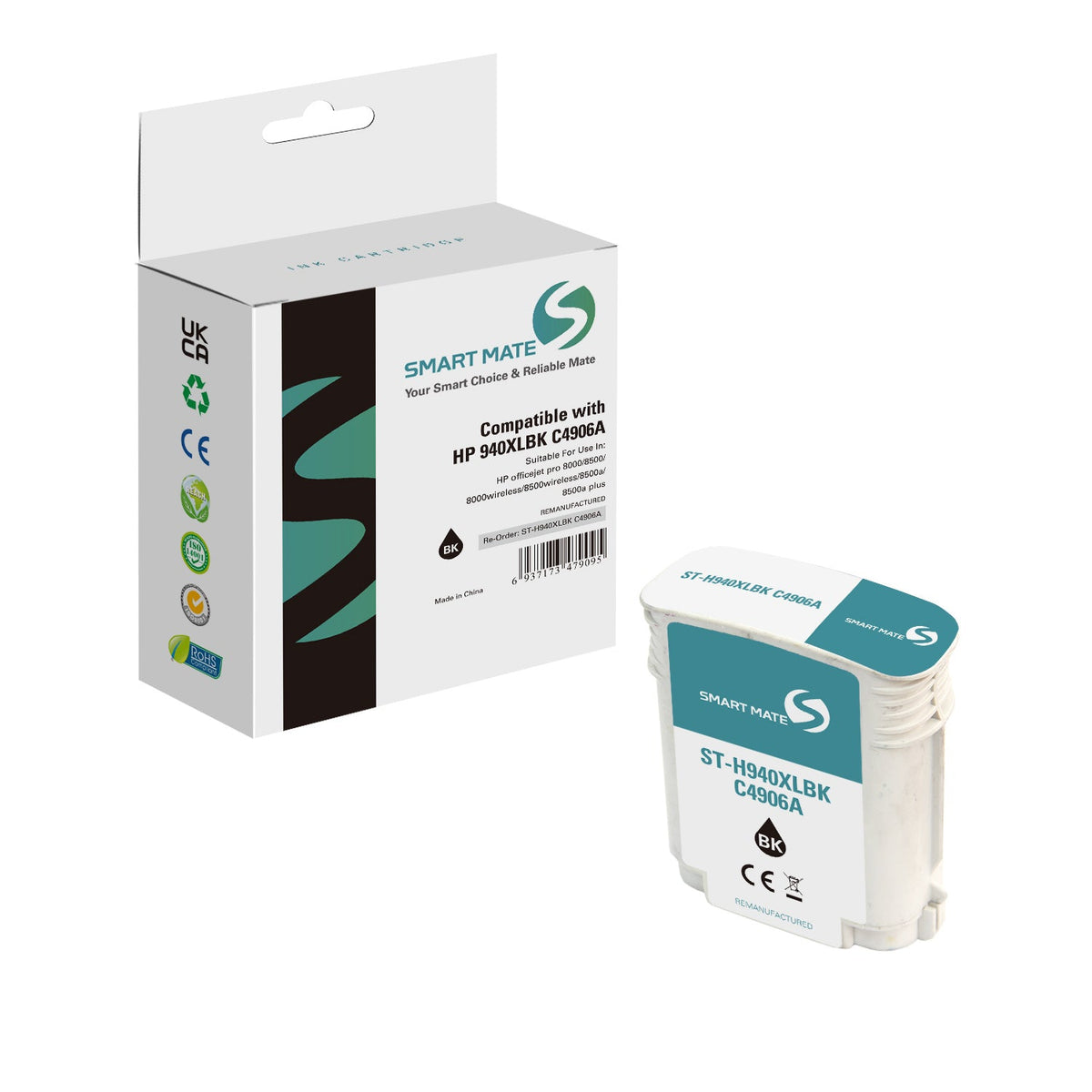 Smart Mate Compatible HP 940XL Black Ink Cartridge (C4906AN) High Yield