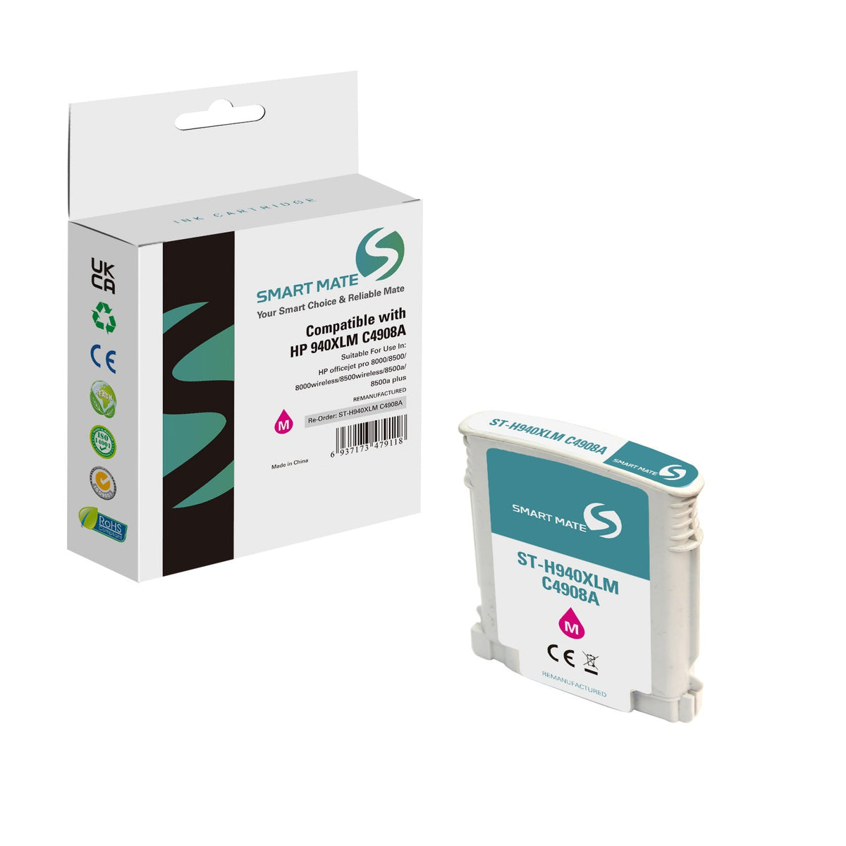 Smart Mate Compatible HP 940XL Magenta Ink Cartridge (C4908AN) High Yield