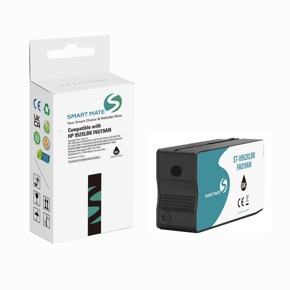Smart Mate Compatible HP 952XL Black Ink Cartridge High Yield (F6U19AN)