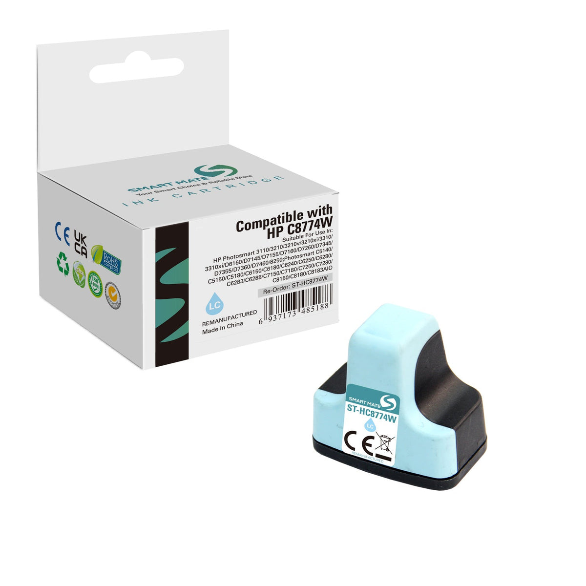 Smart Mate Compatible HP 02 C8774WN Cyan Ink Cartridge