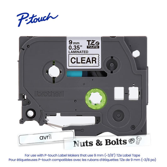 BROTHER P-TOUCH TAPE TZE121G BLACK/CLEAR 9MM