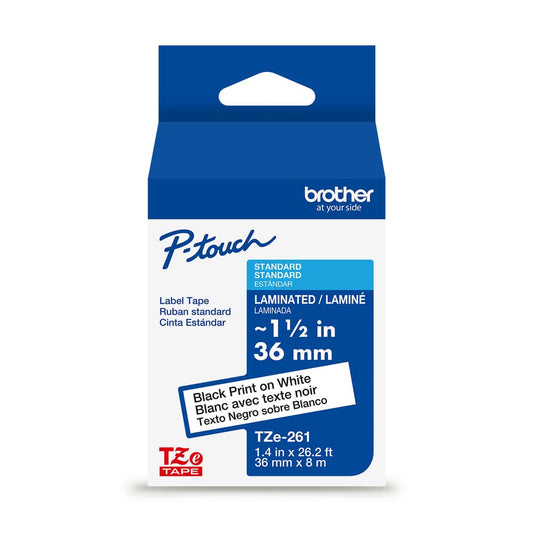 BROTHER P-TOUCH TAPE TZE261G BLACK/WHITE 36MM